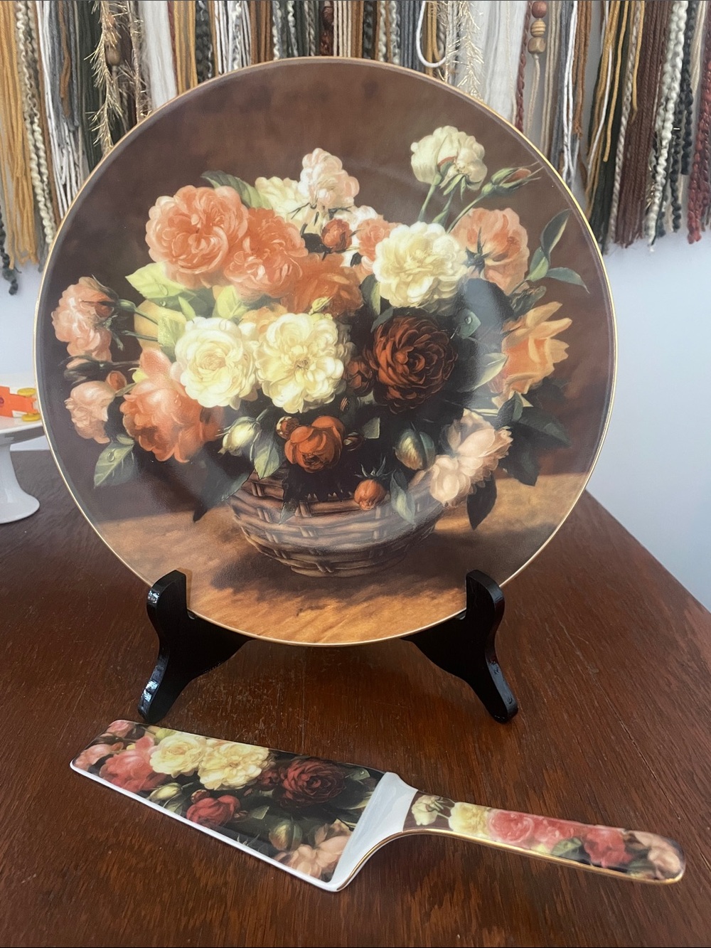 Floral Decorative Plate and Cake Server Set new